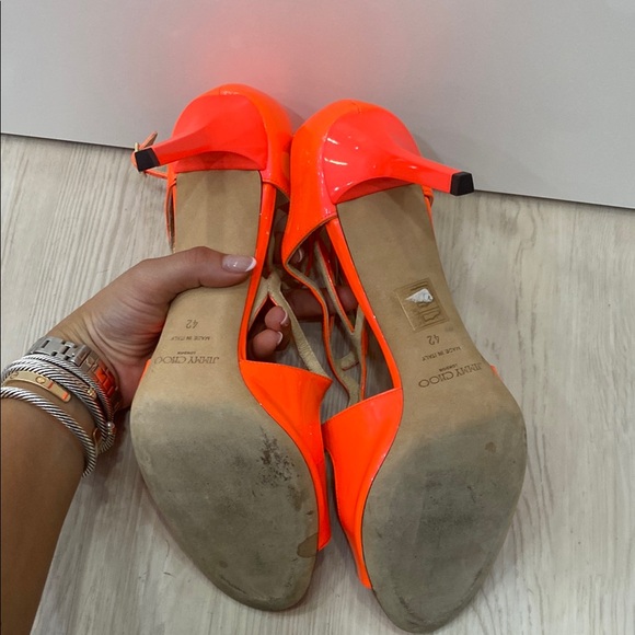 Jimmy Choo Women's Orange Strappy Heels - Picture 5 of 5